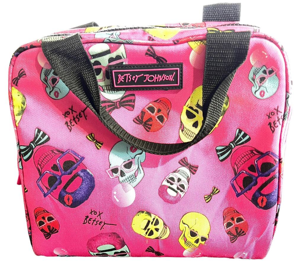 Betsey Johnson Pink Skull Sunglasses Bows Hats Lunch Cooler Tote Bag Insulated